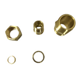 Brass fittings, copper sleeves, and plugs